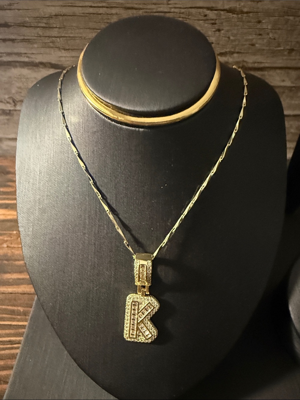 Gold Plated Iced Out Initial “K” Pendant Necklace - Women's Jewelry